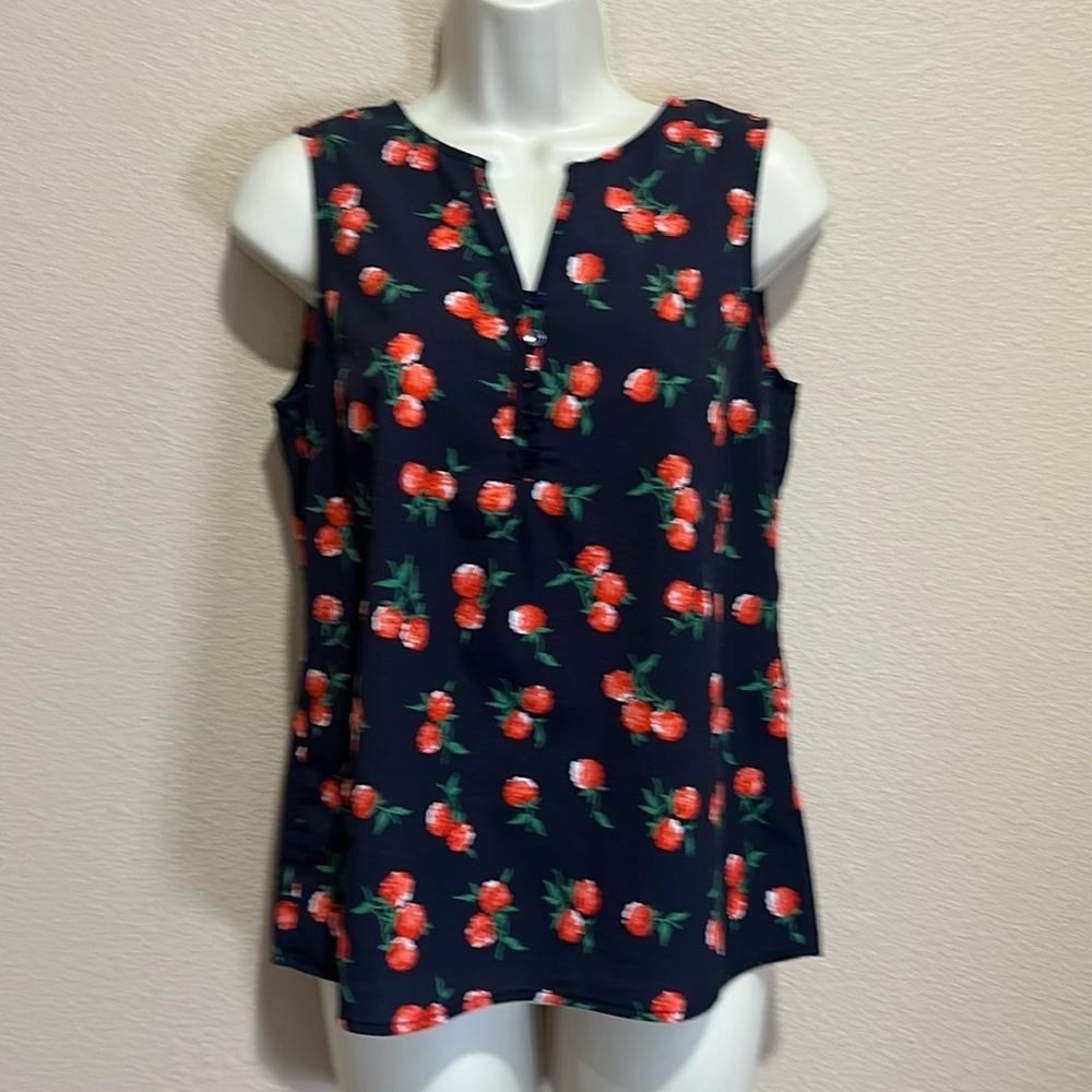TALBOTS Petites Sleeveless Floral Blouse, Size P, EUC